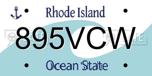 895VCW Rhode Island License Plate