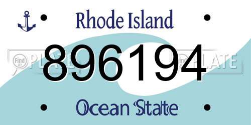 896194 Rhode Island License Plate