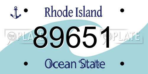 89651 Rhode Island License Plate
