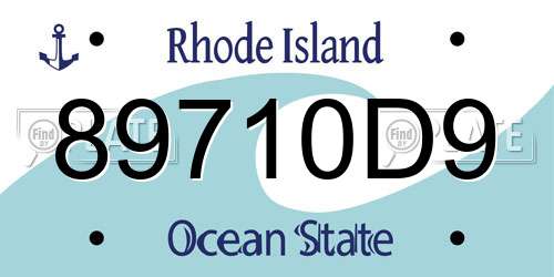 89710D9 Rhode Island License Plate