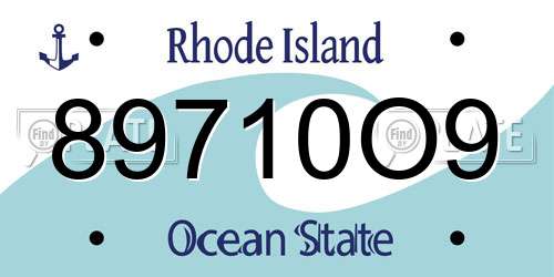 89710O9 Rhode Island License Plate