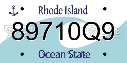 89710Q9 Rhode Island License Plate