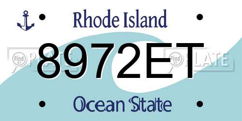 8972ET Rhode Island License Plate