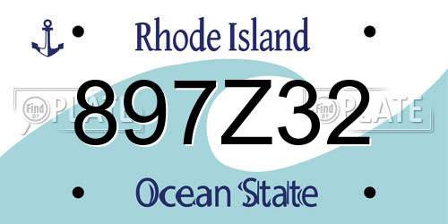 897Z32 Rhode Island License Plate