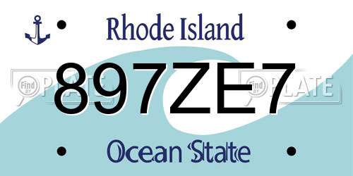 897ZE7 Rhode Island License Plate