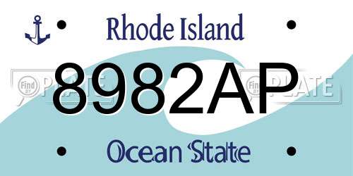 8982AP Rhode Island License Plate