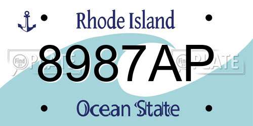 8987AP Rhode Island License Plate