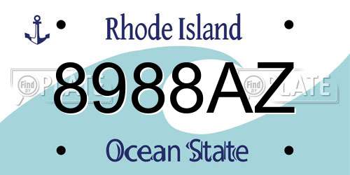 8988AZ Rhode Island License Plate