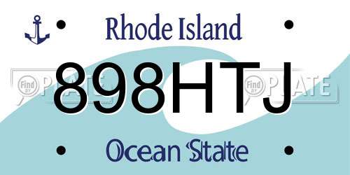 898HTJ Rhode Island License Plate