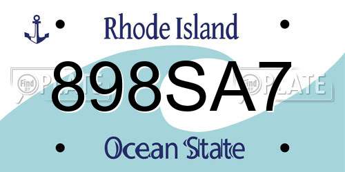 898SA7 Rhode Island License Plate