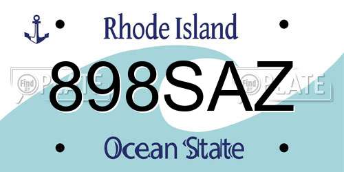 898SAZ Rhode Island License Plate
