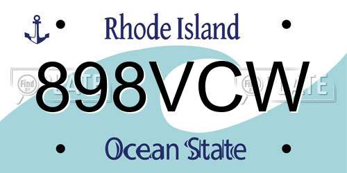 898VCW Rhode Island License Plate