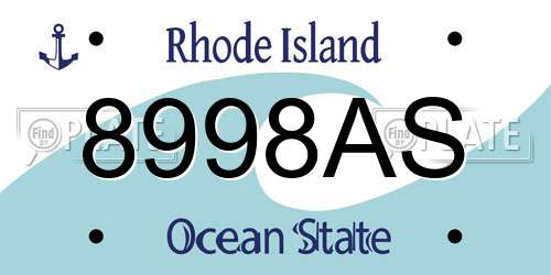 8998AS Rhode Island License Plate