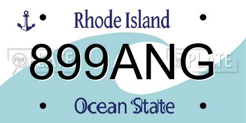 899ANG Rhode Island License Plate