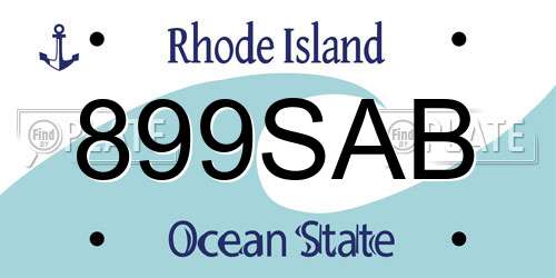899SAB Rhode Island License Plate