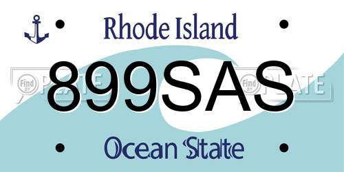 899SAS Rhode Island License Plate
