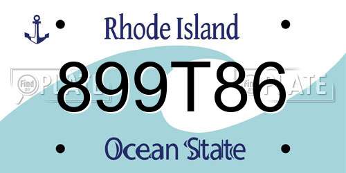 899T86 Rhode Island License Plate