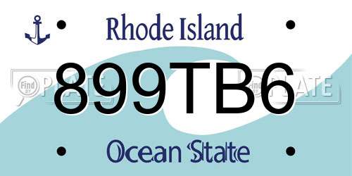 899TB6 Rhode Island License Plate