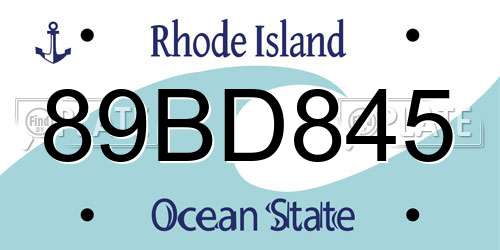 89BD845 Rhode Island License Plate
