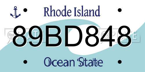 89BD848 Rhode Island License Plate