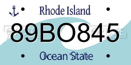 89BO845 Rhode Island License Plate