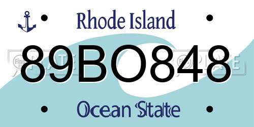 89BO848 Rhode Island License Plate