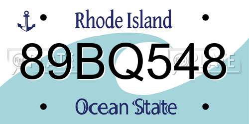 89BQ548 Rhode Island License Plate