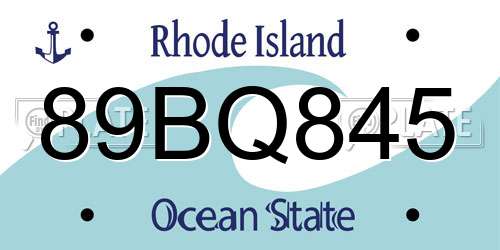 89BQ845 Rhode Island License Plate