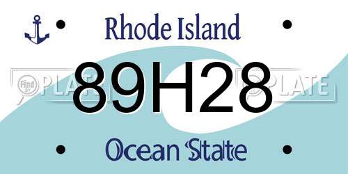 89H28 Rhode Island License Plate