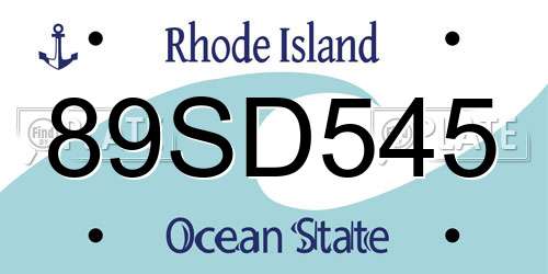 89SD545 Rhode Island License Plate