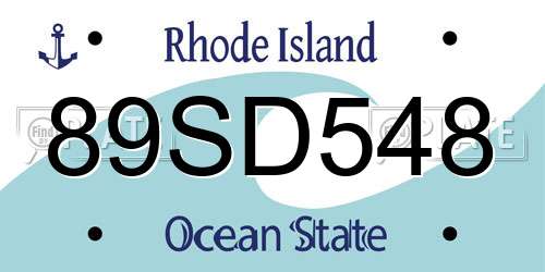 89SD548 Rhode Island License Plate