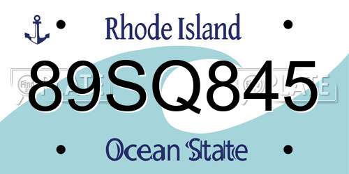 89SQ845 Rhode Island License Plate
