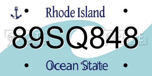 89SQ848 Rhode Island License Plate