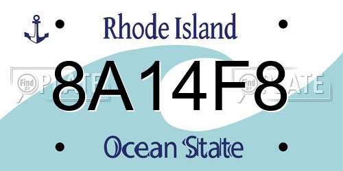 8A14F8 Rhode Island License Plate