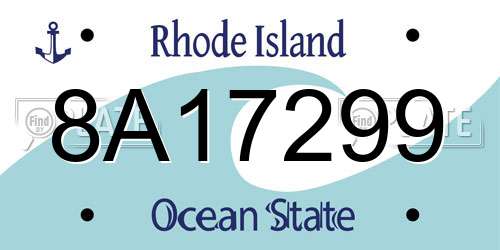 8A17299 Rhode Island License Plate
