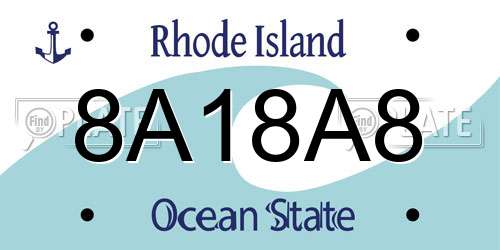 8A18A8 Rhode Island License Plate
