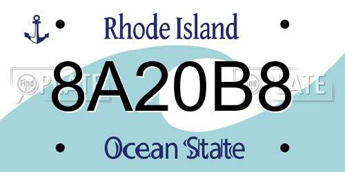 8A20B8 Rhode Island License Plate