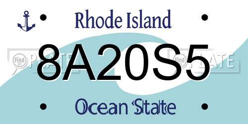 8A20S5 Rhode Island License Plate