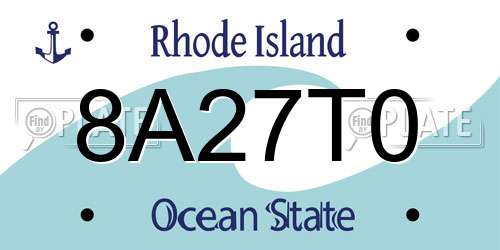 8A27T0 Rhode Island License Plate