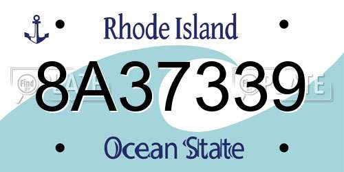 8A37339 Rhode Island License Plate
