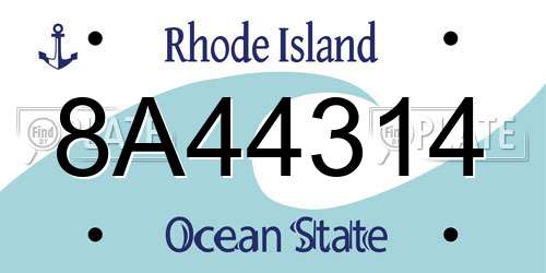 8A44314 Rhode Island License Plate