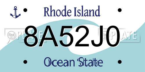 8A52J0 Rhode Island License Plate