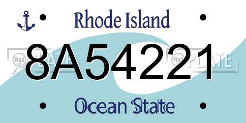 8A54221 Rhode Island License Plate