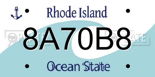 8A70B8 Rhode Island License Plate
