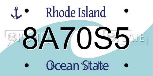 8A70S5 Rhode Island License Plate