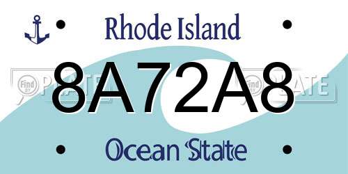 8A72A8 Rhode Island License Plate