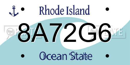 8A72G6 Rhode Island License Plate