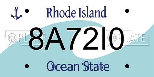 8A72I0 Rhode Island License Plate