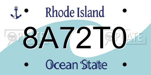 8A72T0 Rhode Island License Plate