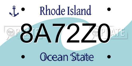 8A72Z0 Rhode Island License Plate